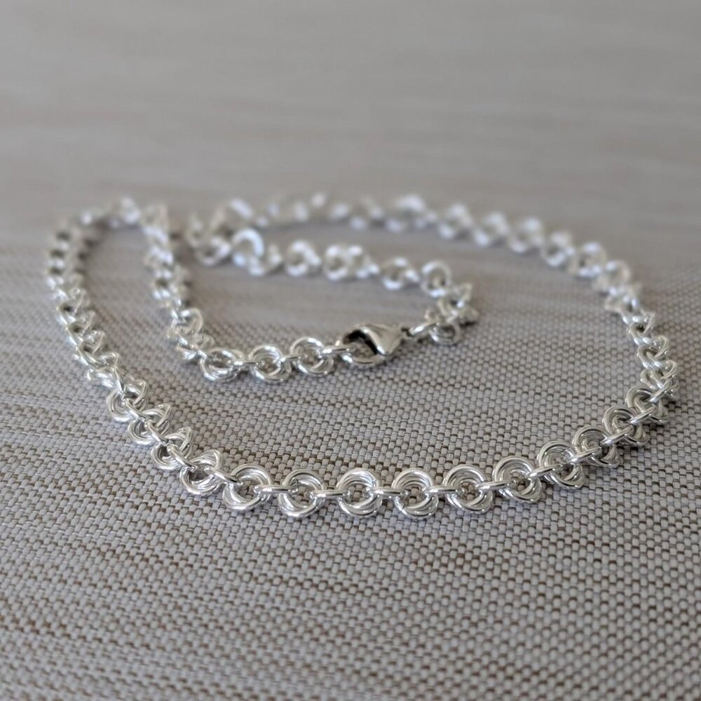 SOLD NEW Flower Chain Necklace Handmade in 925 Sterling Silver - 17" Handcrafted